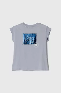 Koszulki dla dziewczynek - Guess t-shirt dziecięcy kolor niebieski - grafika 1