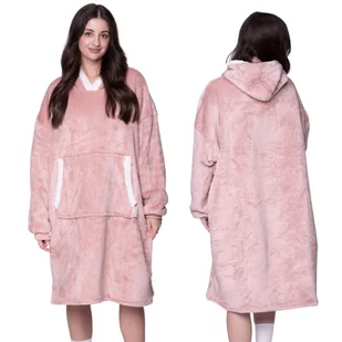 KOC BLUZA Oversize Ciepła Gruba KOCOBLUZA 2w1XXL BRUDNY RÓŻ Futrzak[KB-J12] - Bluzy damskie - miniaturka - grafika 1
