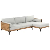 Sofy ogrodowe - BELIANI Sofa ogrodowa narożna jasne drewno akacjowe 4-osobowa z poduchami narożnik do ogrodu - miniaturka - grafika 1