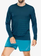 Bluzy sportowe męskie - Bluza do biegania Salomon Sense Aero LS Tee GFX - deep dive - miniaturka - grafika 1