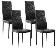 Krzesła - 4szt x Nowoczesne skórzane krzesła pikowane - 258A - czarne - miniaturka - grafika 1