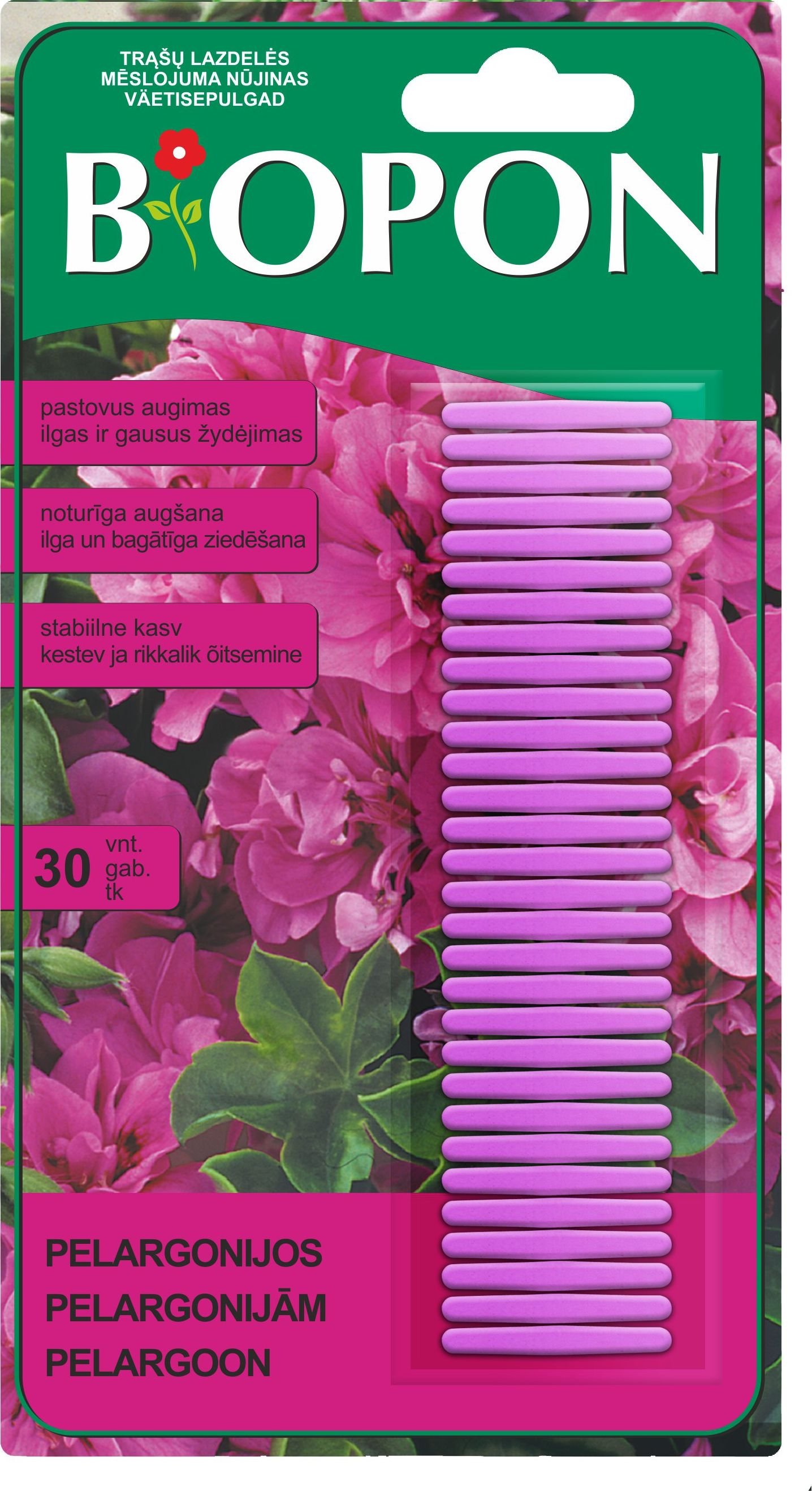 Biopon laski nawozowe do pelargonii 30 vnt