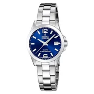 Zegarki damskie - Festina Classic Bracelet 20049/5 zegarek damski srebrny granatowa tarcza z datownikiem - miniaturka - grafika 1