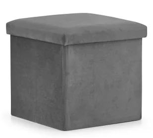 Ciemnoszara kwadratowa welurowa pufa - Teni 4X - Pufy i podnóżki - miniaturka - grafika 1