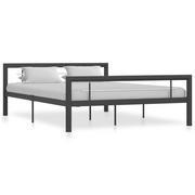 Łóżka - vidaXL Rama łóżka, szaro-biała, metalowa, 120 x 200 cm - miniaturka - grafika 1
