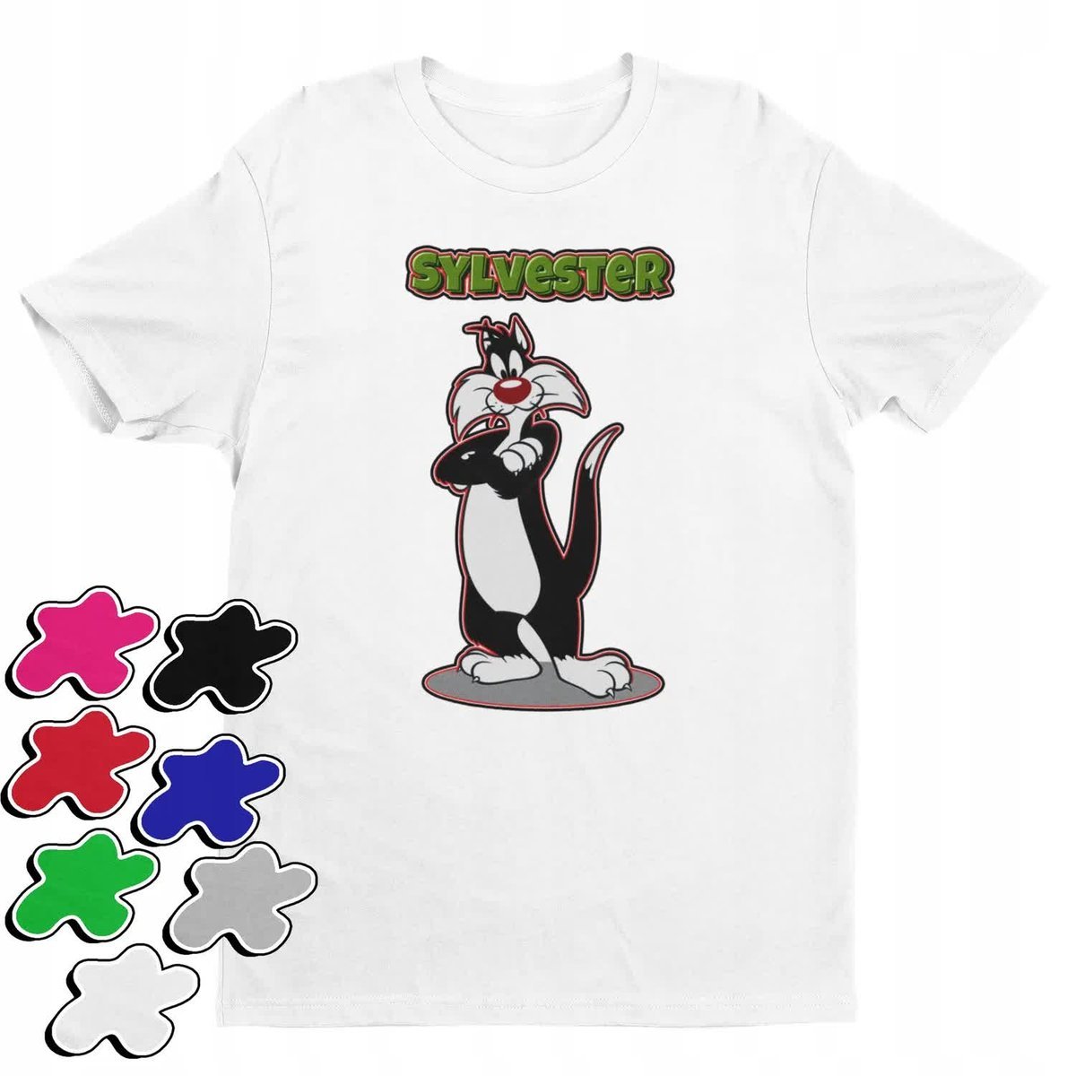 Koszulka T-Shirt Dziecięca Z Nadrukiem Looney Kot Sylwester -M 134-140