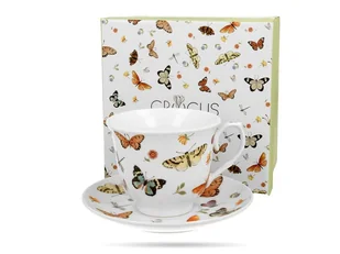 Filiżanka do herbaty spodek motyle porcelana 250ml - Filiżanki - miniaturka - grafika 1