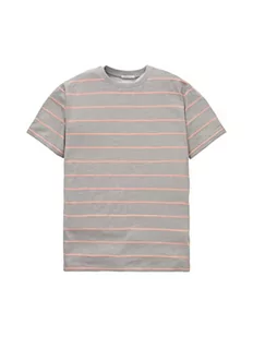TOM TAILOR T-shirt dla chłopców i dzieci z paskami, 31742 - szary miękki neonowy różowy pasek, 140 - Paski - miniaturka - grafika 1