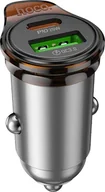 Ładowarki samochodowe - HOCO ładowarka samochodowa USB A + Typ C + kabel Typ C do Lightning PD QC3.0 43W NZ16A szara - miniaturka - grafika 1