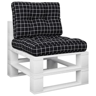 Poduszki na palety, 2 szt., czarne w kratę, tkanina - Poduszki ogrodowe - miniaturka - grafika 4