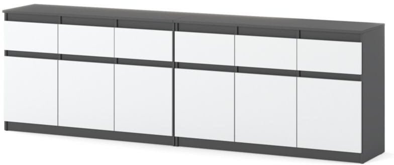 Komoda 6 Szuflad Szafka Nowoczesna Duża 240cm Sypialnia Szary Biały Mat