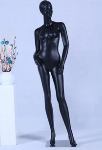 Abstrakcyjny kolor skóry w matowym EH12-8 stojący manekin damski czarny szykowna modna modelowana fryzura - Manekiny wystawowe - miniaturka - grafika 1