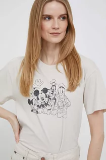 Koszulki sportowe damskie - GAP t-shirt bawełniany x Disney kolor beżowy - Gap - grafika 1