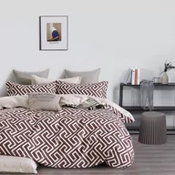 Pościel - Pościel Satynowa 160X200 Beżowa Brązowa Geometria - miniaturka - grafika 1