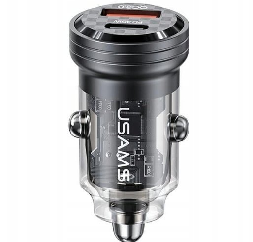 Ładowarka samochodowa C35 USB+USB-C 45W Fast USAMS czarny