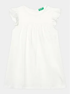 United Colors Of Benetton Sukienka codzienna 3096GV00H Biały Regular Fit - Sukienki i spódniczki dla dziewczynek - miniaturka - grafika 1