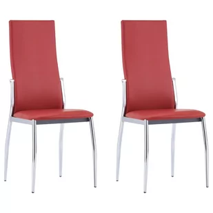 vidaXL Krzesła jadalniane, 2 szt., czerwone, sztuczna skóra - Krzesła - miniaturka - grafika 1