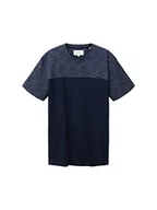 Koszulki męskie - TOM TAILOR Męski T-shirt w stylu Colorblock, 32033 - niebieski (Blue Streaky Melange), M - miniaturka - grafika 1