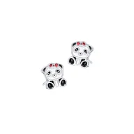 Biżuteria dla dzieci - Srebrne Kolczyki 925 Panda dla małej damy - miniaturka - grafika 1