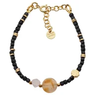 Bransoletki - Bransoletka obfitości i ochrony - Cytryn, Turmalin czarny, Kwarc Różowy, koniczynka i srebro złocone - miniaturka - grafika 1