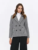 Płaszcze damskie - Klasyczny płaszcz w pepitkę o krótkim fasonie - miniaturka - grafika 1