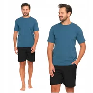 Piżamy damskie - PIŻAMA MĘSKA Dwuczęściowa T-Shirt z Krótkim Rękawem Szorty Gładka MORAJ XXL - miniaturka - grafika 1