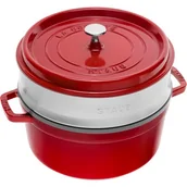 Garnki - Garnek żeliwny okrągły z wkładem Staub - 3.8 ltr, Czerwony - miniaturka - grafika 1