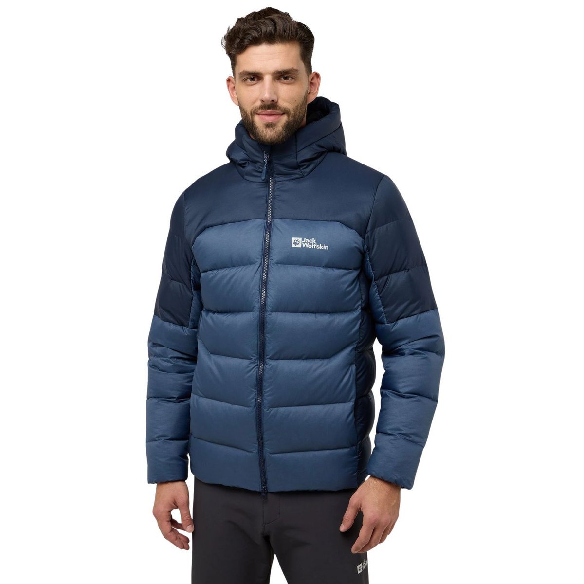 Kurtka męska Jack Wolfskin Nebelhorn puchowa z kapturem zimowa granatowa-XXL