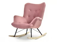 Fotele - Różowy Fotel Wypoczynkowy Na Biegunach Lauren Na Płozach Buk - miniaturka - grafika 1