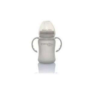 BABY&TRAVEL EVERYDAY BABY Szklana butelka z ustnikiem niekapkiem i rączkami szara 6m+, 150ml - Butelki dla niemowląt - miniaturka - grafika 1