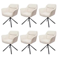 Krzesła - Zestaw 6 krzeseł do jadalni HWC-K33, krzesło kuchenne Krzesło, obrotowa pozycja automatyczna, tkanina MVG ~ imitacja skóry, kremowy - miniaturka - grafika 1