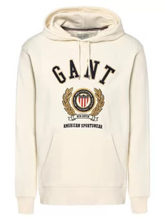 Gant - Męska bluza z kapturem, biały|beżowy - Bluzy męskie - miniaturka - grafika 1