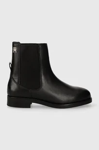 Tommy Hilfiger sztyblety skórzane ELEVATED ESSENT THERMO BOOTIE damskie kolor czarny na płaskim obcasie FW0FW07483 - Botki damskie - miniaturka - grafika 1