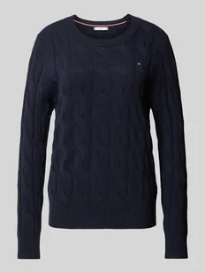Sweter z dzianiny z prążkowanymi wykończeniami - Swetry damskie - miniaturka - grafika 1