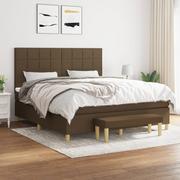 Łóżka - vidaXL Łóżko kontynentalne z materacem, brązowe, tkanina, 180x200 cm - miniaturka - grafika 1