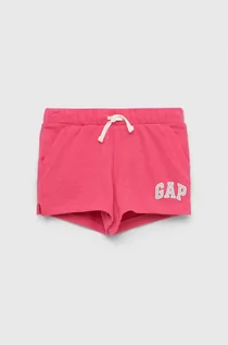 Spodnie i spodenki dla dziewczynek - GAP szorty dziecięce kolor różowy z nadrukiem regulowana talia - Gap - grafika 1