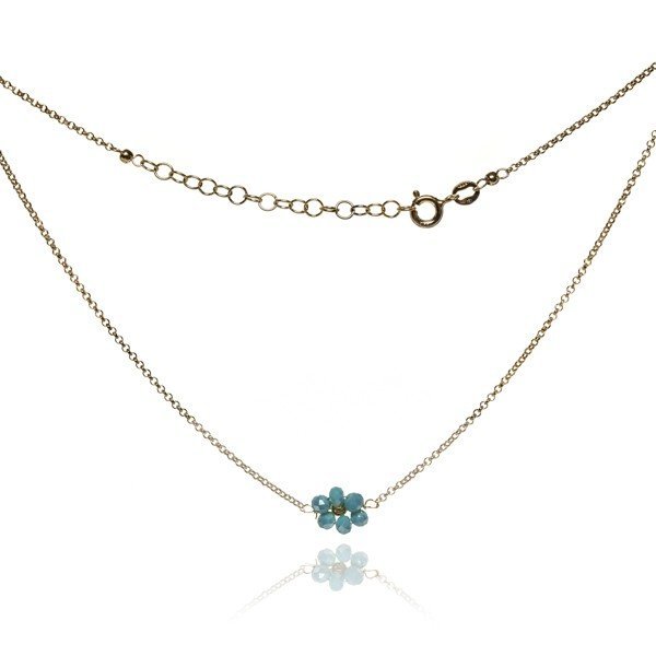 ankabizuteria.pl Srebrny naszyjnik pozłacany z niebieskim kwiatkiem