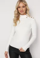 Swetry damskie - Biały Golf z Ozdobnymi Nitami Lamani - miniaturka - grafika 1