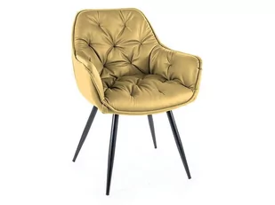 Krzesło do salonu CHERRY beżowe skóra syntetyczna SIGNAL - Krzesła - miniaturka - grafika 1