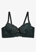 Biustonosze - Ciemnozielony Koronkowy Biustonosz Push-Up z Ozdobną Zawieszką i Cyrkoniami Verenia - miniaturka - grafika 1