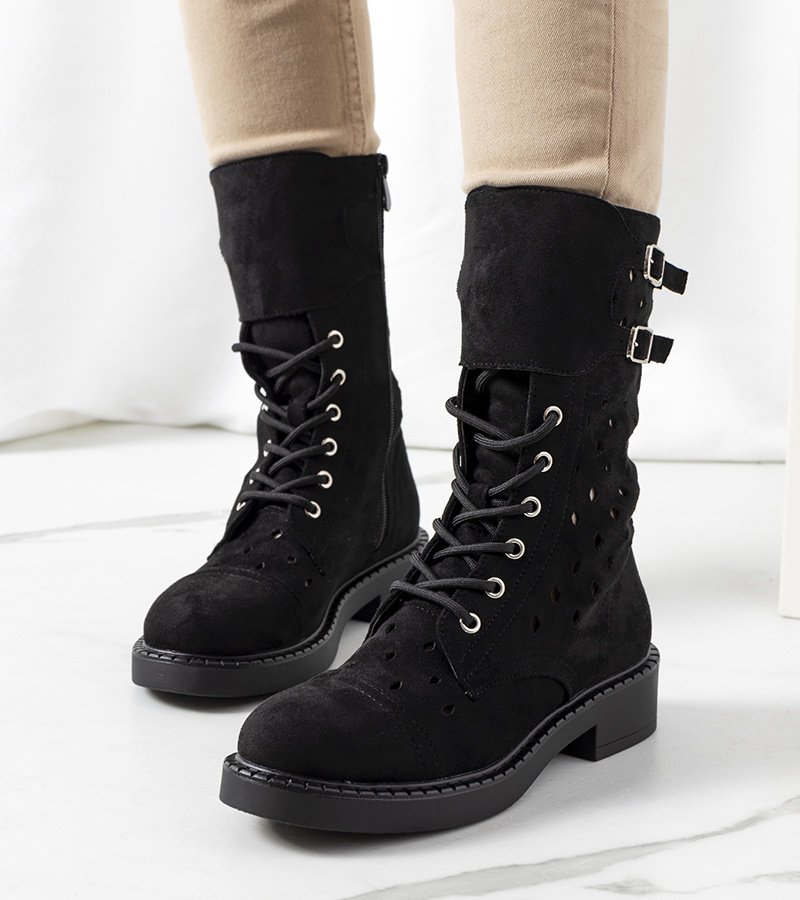 Czarne botki ażurowe Barkly-36