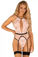 Bielizna erotyczna damska - Obsessive Lilines teddy Body sexy, różowy - miniaturka - grafika 1