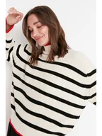 Swetry damskie - trendyol Sweter w kolorze kremowo-czarnym - miniaturka - grafika 1