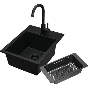 Zestaw Kernau Zlewozmywak KGS L 40 1B Deep Black + Bateria KWT 47 Deep Black + Koszyk ociekowy KPB 01 Matt Black - Zlewozmywaki z baterią Zestaw Kernau Zlewozmywak KGS L 40 1B Deep Black + Bateria KWT 47 Deep Black + Koszyk ociekowy KPB 01 Matt Black - Zlewozmywaki z baterią - miniaturka - grafika 1