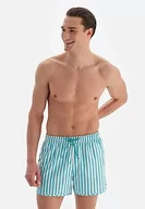 Spodenki damskie - Dagi Męskie szorty kąpielowe z nadrukiem, zielony - biały, M - miniaturka - grafika 1