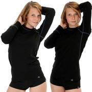 Koszulki sportowe damskie - PRO koszula z długim rękawem - damska .XS .czarny - miniaturka - grafika 1