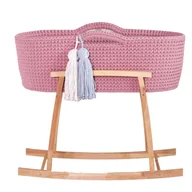 Łóżeczka i kojce - Kosz Mojżesza (GOLDEN ROSE) z materacem + 2 dekoracyjne frędzle + Bujak drewniany naturalny olejowany - miniaturka - grafika 1