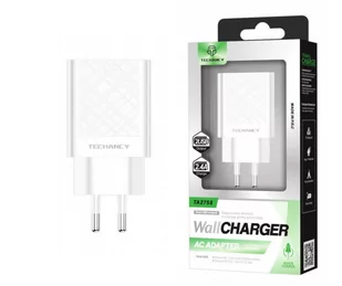 Ładowarka sieciowa Adapter Quick Charge 2,4A BIAŁA USB 2x TECHANCY TA2758 - Ładowarki do telefonów - miniaturka - grafika 1