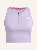 Bluzki damskie - Adidas Bluzka Do Biegania Adizero Crop lila - miniaturka - grafika 1