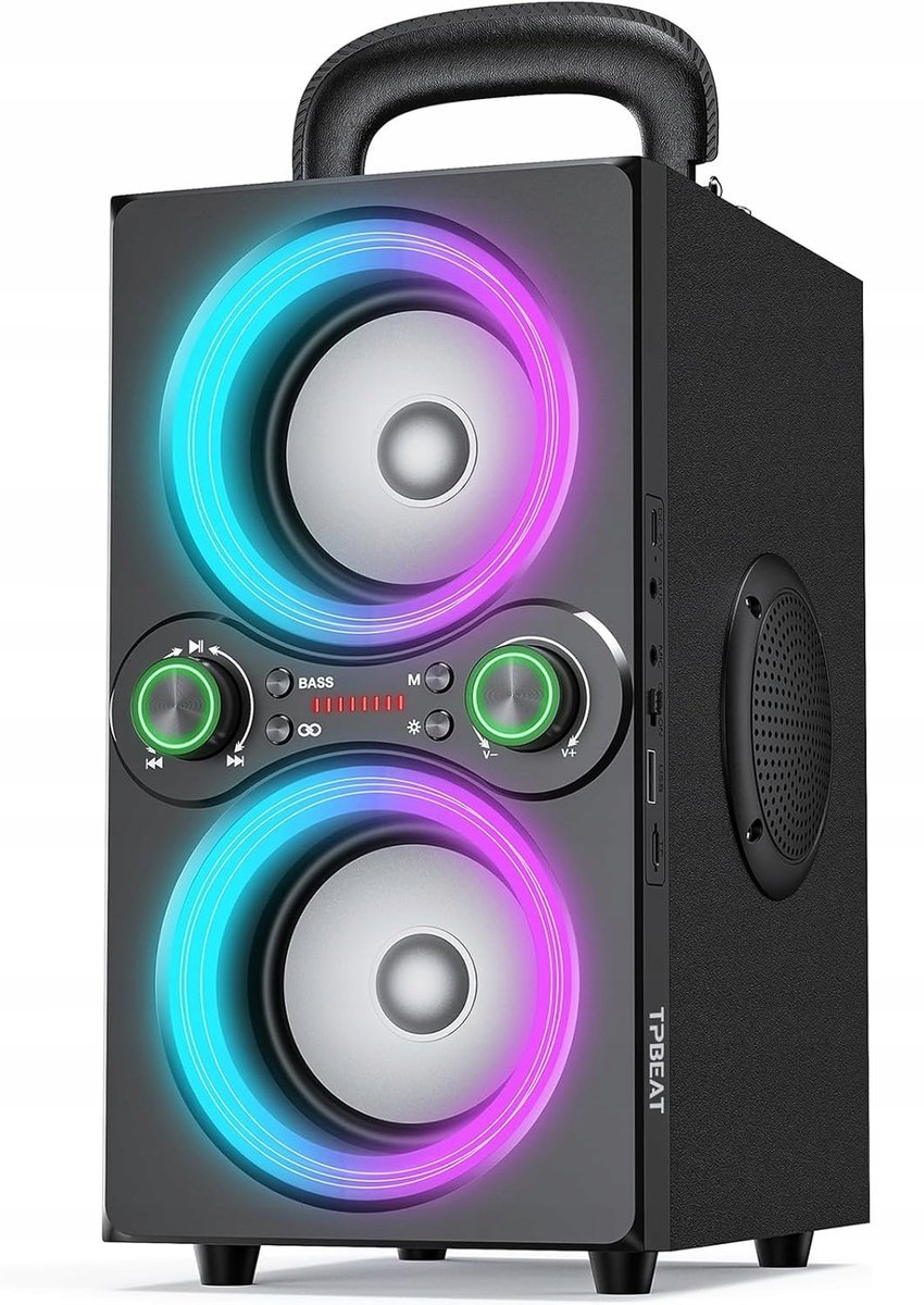 TPbeat Głośnik Bluetooth 80W TWS 100dB Bas Party LED Przenośny